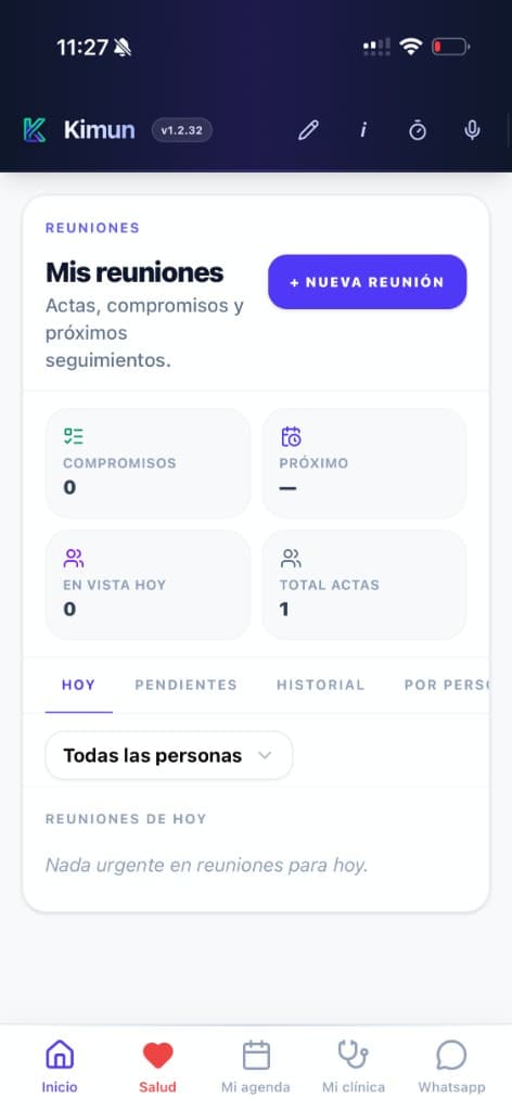 Kimun app — Reuniones